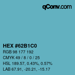 颜色代码: HEX #62B1C0 | qconv.com