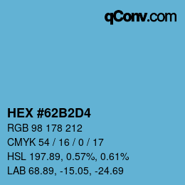 カラーコード: HEX #62B2D4 | qconv.com