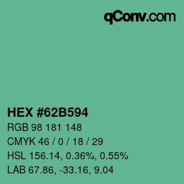 カラーコード: HEX #62B594 | qconv.com