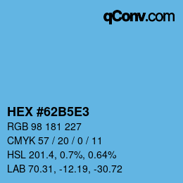 Farbcode: HEX #62B5E3 | qconv.com