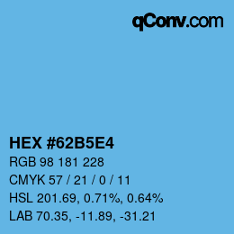 カラーコード: HEX #62B5E4 | qconv.com