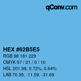 Código de color: HEX #62B5E5 | qconv.com