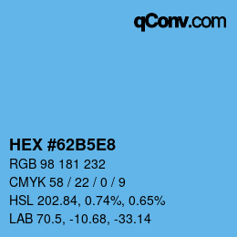 カラーコード: HEX #62B5E8 | qconv.com