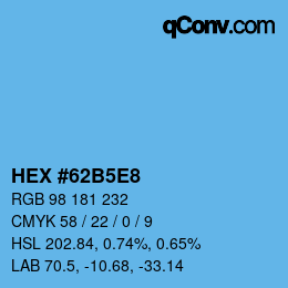 Código de color: HEX #62B5E8 | qconv.com