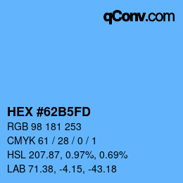 カラーコード: HEX #62B5FD | qconv.com