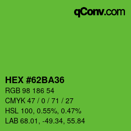 Color code: HEX #62BA36 | qconv.com