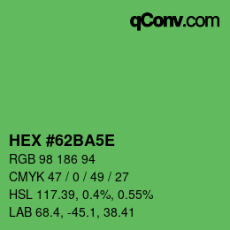 Color code: HEX #62BA5E | qconv.com