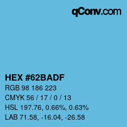 Color code: HEX #62BADF | qconv.com