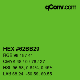 Color code: HEX #62BB29 | qconv.com