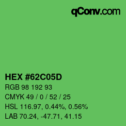 Color code: HEX #62C05D | qconv.com