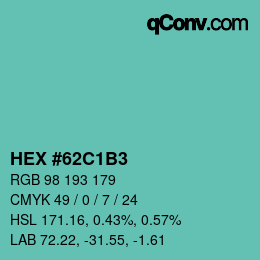 Color code: HEX #62C1B3 | qconv.com