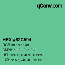 Color code: HEX #62C594 | qconv.com