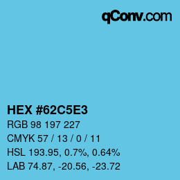 Color code: HEX #62C5E3 | qconv.com