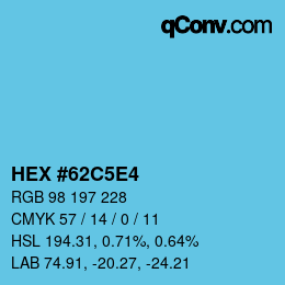 Color code: HEX #62C5E4 | qconv.com