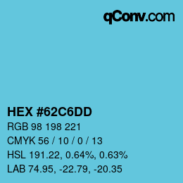 Código de color: HEX #62C6DD | qconv.com