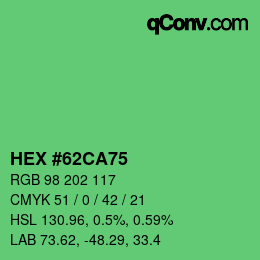 カラーコード: HEX #62CA75 | qconv.com