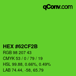 Color code: HEX #62CF2B | qconv.com