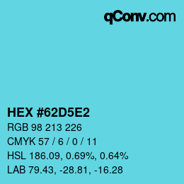 颜色代码: HEX #62D5E2 | qconv.com