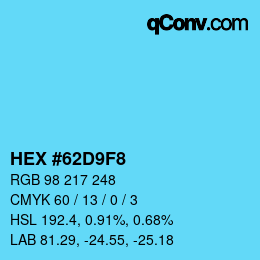 Color code: HEX #62D9F8 | qconv.com