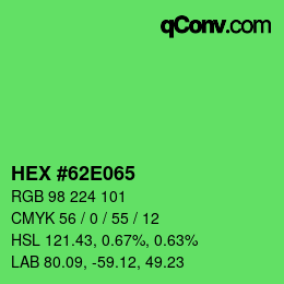 Color code: HEX #62E065 | qconv.com