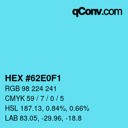 Color code: HEX #62E0F1 | qconv.com