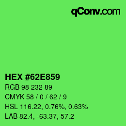 Color code: HEX #62E859 | qconv.com