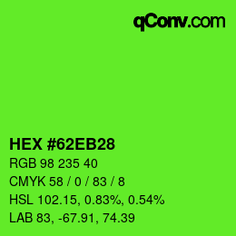 カラーコード: HEX #62EB28 | qconv.com