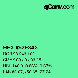 Color code: HEX #62F3A3 | qconv.com