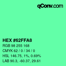 Color code: HEX #62FFA8 | qconv.com