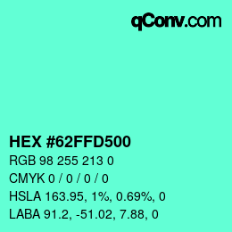 Color code: HEX #62FFD500 | qconv.com