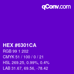 Color code: HEX #6301CA | qconv.com