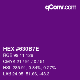 Color code: HEX #630B7E | qconv.com