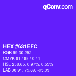 Color code: HEX #631EFC | qconv.com
