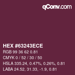 Farbcode: HEX #63243ECE | qconv.com