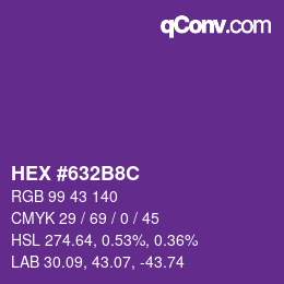 Color code: HEX #632B8C | qconv.com