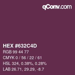 Color code: HEX #632C4D | qconv.com