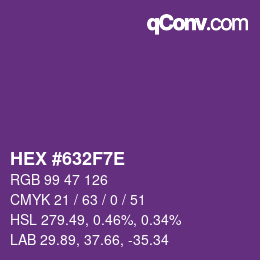 Color code: HEX #632F7E | qconv.com