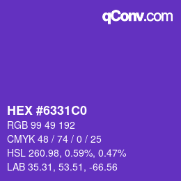 Color code: HEX #6331C0 | qconv.com