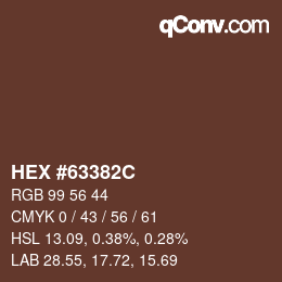 Farbcode: HEX #63382C | qconv.com