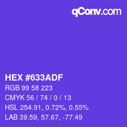 Color code: HEX #633ADF | qconv.com