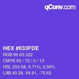 Color code: HEX #633FDE | qconv.com