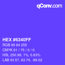Color code: HEX #6340FF | qconv.com