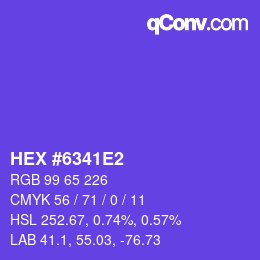Farbcode: HEX #6341E2 | qconv.com