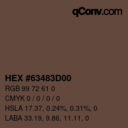 颜色代码: HEX #63483D00 | qconv.com