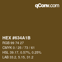 Color code: HEX #634A1B | qconv.com