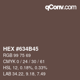 カラーコード: HEX #634B45 | qconv.com