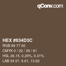 Color code: HEX #634D3C | qconv.com