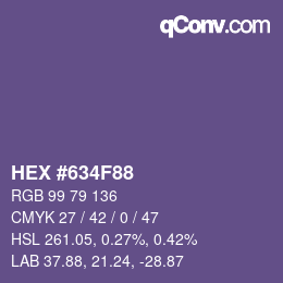 颜色代码: HEX #634F88 | qconv.com