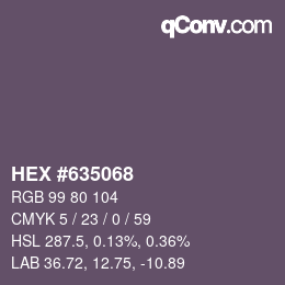Farbcode: HEX #635068 | qconv.com
