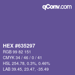 Farbcode: HEX #635297 | qconv.com